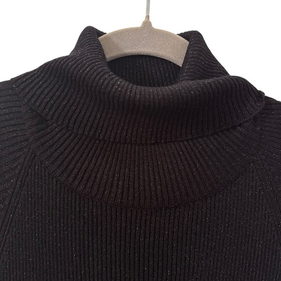 Anthropologie Maeve Samson Knitted Turtleneck Midi Dress Black Sparkle Size M - Picture 8 of 12